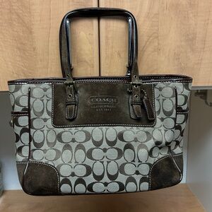 Coach Brown and Tan Signature Tote